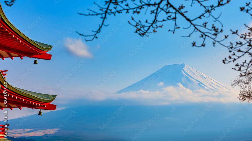 Mount Fuji, Chureito Pagoda in Autumn.