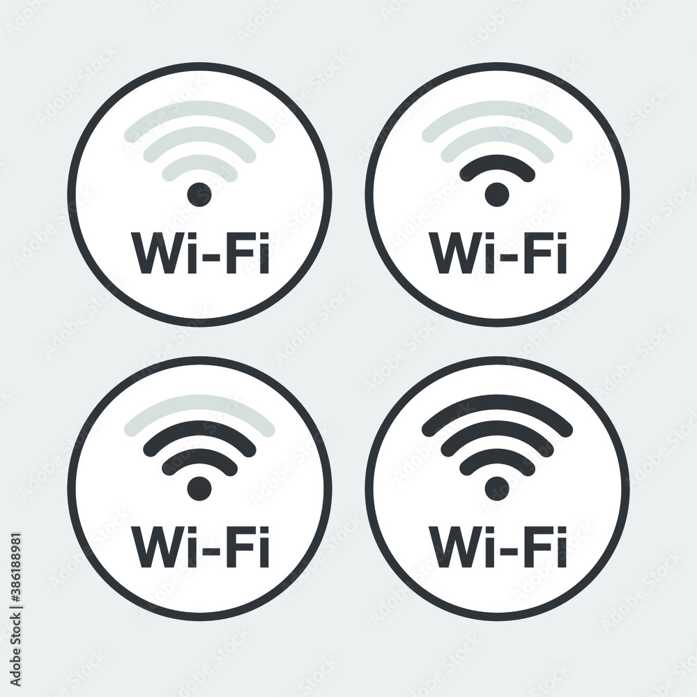 Wifi icon. Vector wi-fi signal black wireless icons set. Eps10 vector illustration. Wifi icon. Vector wi-fi signal black wireless icons set. Eps10 vector illustration.