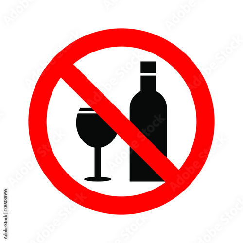 No alcohol sign on whit =e background. Eps10 vector illustration.