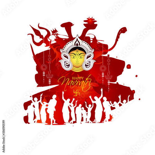 Innovative abstract golden style Maa Durga design illustration.-Durga Puja