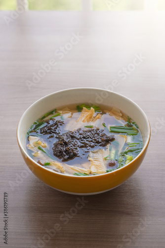 Tofu skin and seaweed soup - vegetarian food