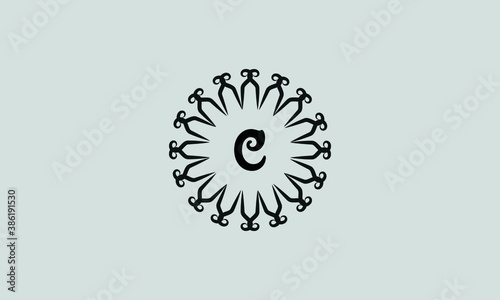 Vector logo with letter C. Business sign, identity, label, restaurant sign. Monogram design elements, graceful template. Calligraphic elegant frame for initials.