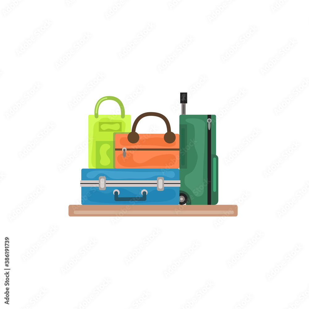 Multi-colored luggage bags and suitcases. Vector illustration.