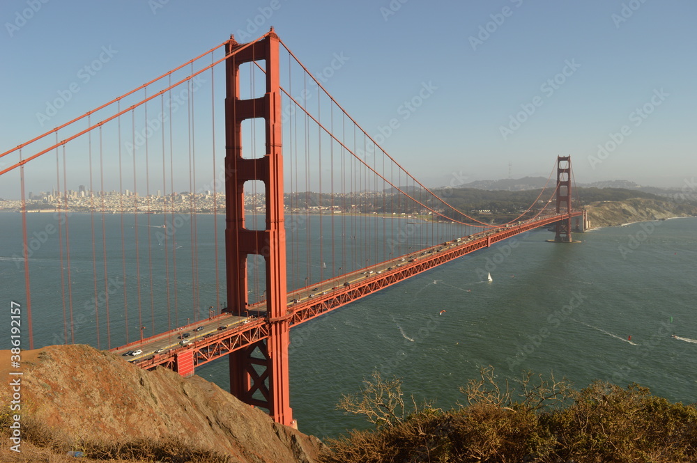 Obraz premium The Point Reyes National Seashore, Golden Gate Bridge and Alcatraz Island outside of San Francisco in California, USA