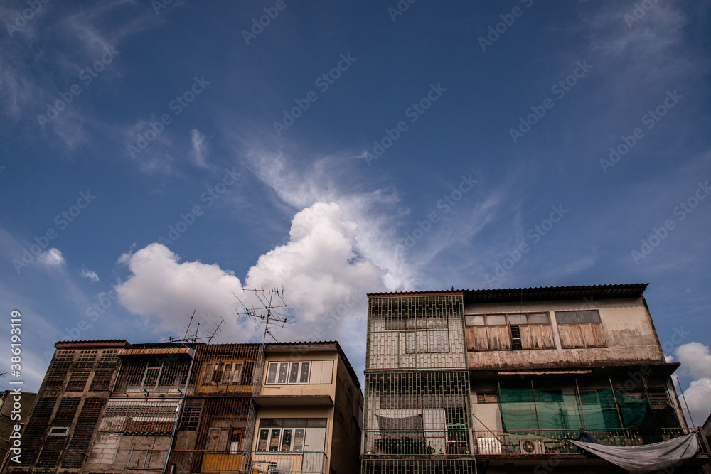 dilapidated wooden house under the  sky