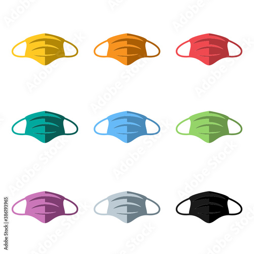 Protective mask icon set. Illustration of a set of protective mask icons on a white background