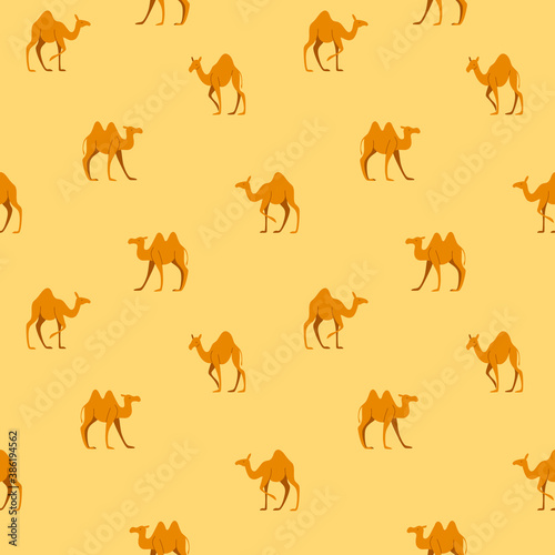 Simple seamless trendy pattern with silhouette of camel. Contour design vector print.