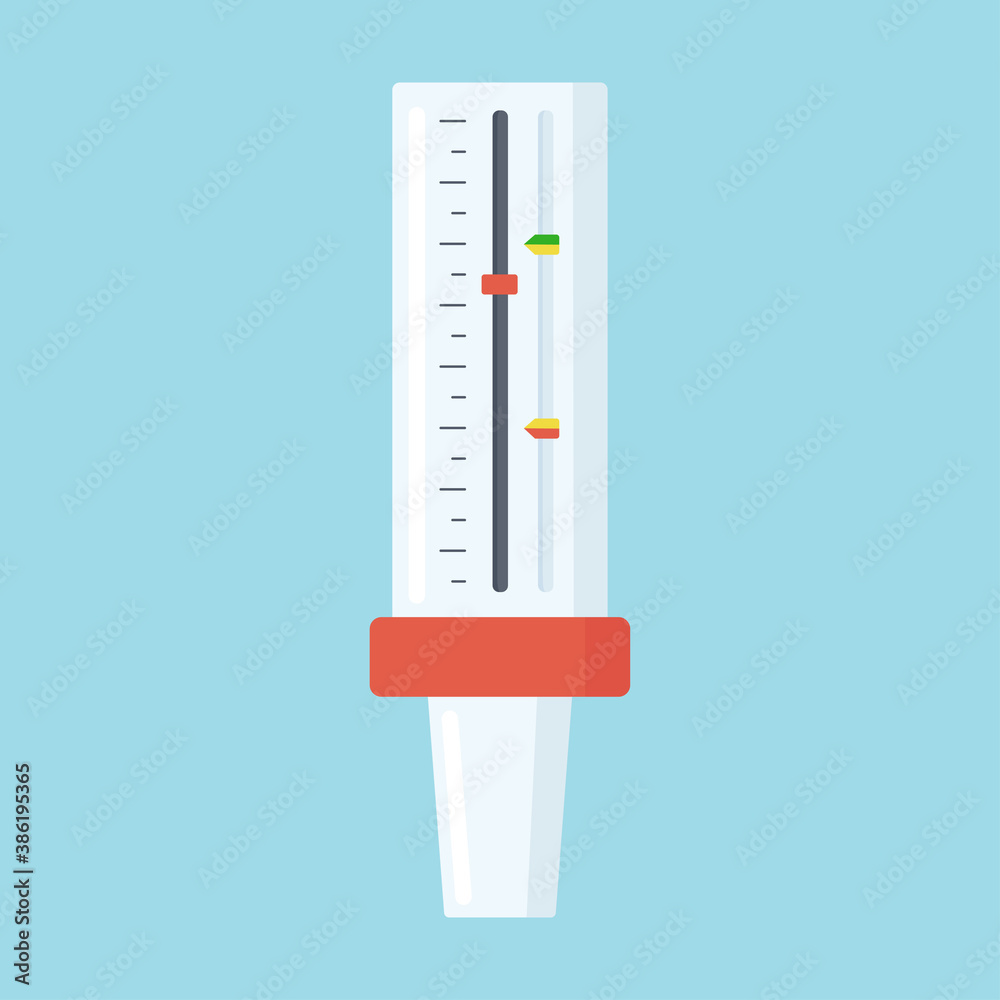 Peak flow meter device that measures the amount of air a person can forcefully blow out of their lungs. It is one indicator of airways changes that may occur in people with asthma or COPD Peak flow meter device that measures the amount of air a person can forcefully blow out of their lungs. It is one indicator of airways changes that may occur in people with asthma or COPD