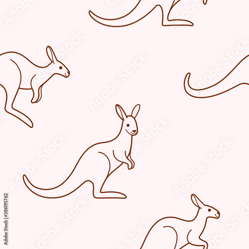 Cartoon happy kangaroo - seamless trendy pattern with animal in various poses.