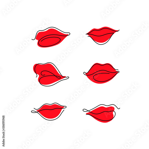 Contour line illustration of lips for beauty salons, cosmetics. 