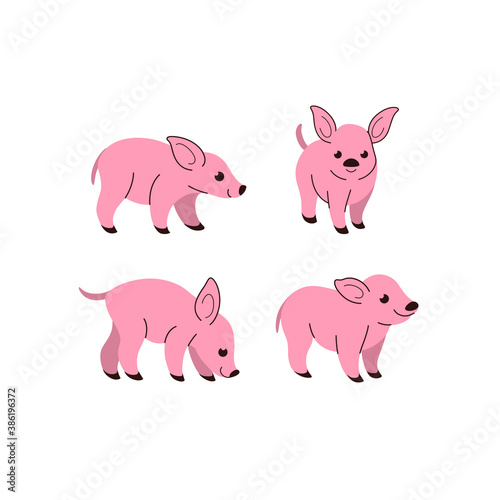 Cartoon pig sketch line icon.   ute animals icons set. Childish print for nursery  kids apparel  poster  postcard  pattern.