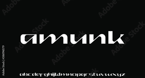 modern geometric sans serif futuristic font alphabet vector set	