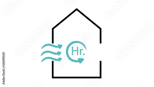Air changes per hour icon is abbreviated ACPH or ACH, or air change rate is a measure of the air volume added to or removed from a space divided by the volume of the space. photo