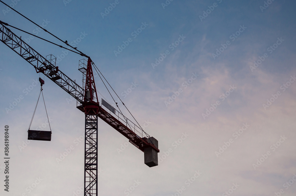 building crane the evening sky