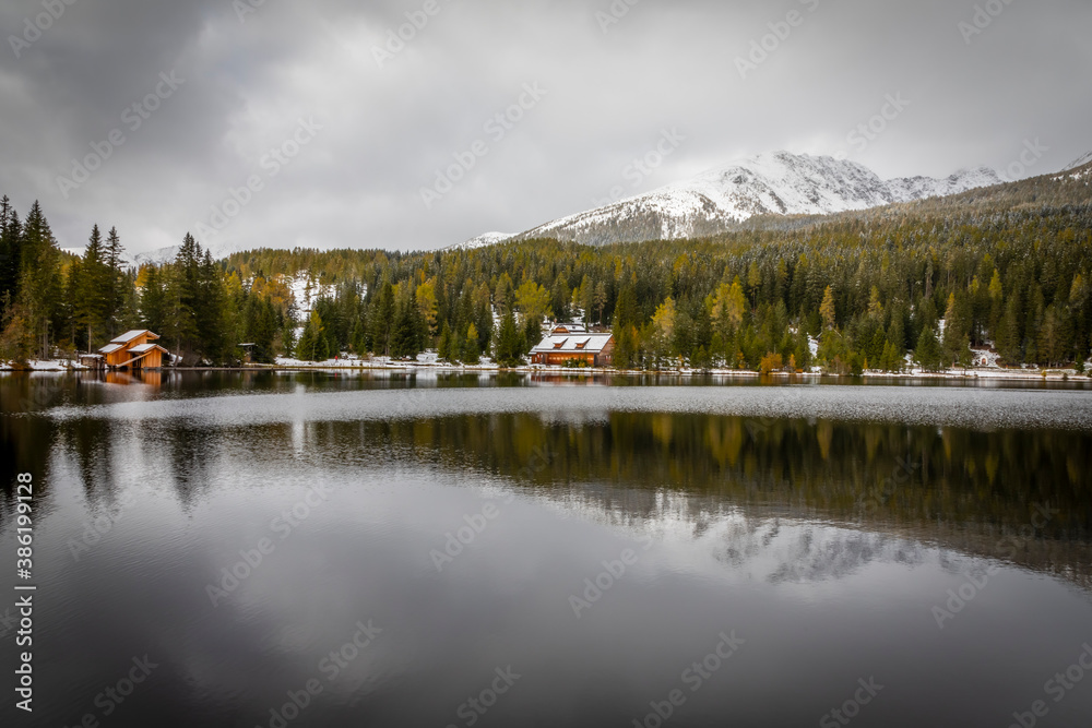 Fototapeta premium view over the lake Prebersee in autumn , Salzburg , Austria