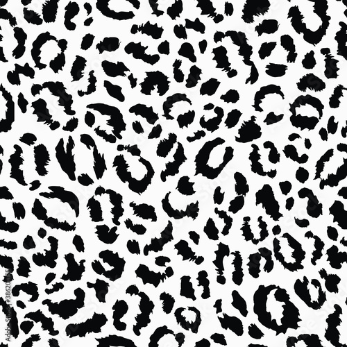 Snow leopard black and white print seamless pattern