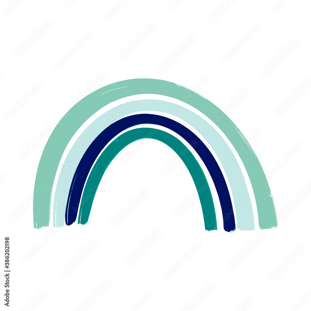 Fototapeta premium Rainbow in delicate pastel colors. Boho style. Modern design for decor. Hand drawn vector illustration