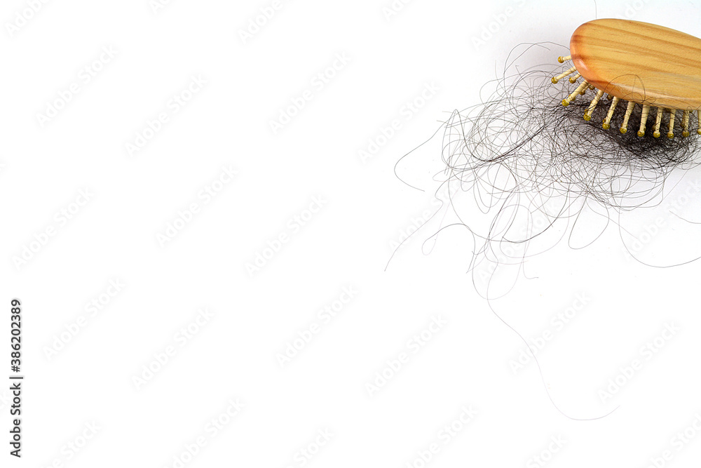 Hair loss, hair loss every day, serious problems and hair loss on a white background. Hair loss, hair loss every day, serious problems and hair loss on a white background.