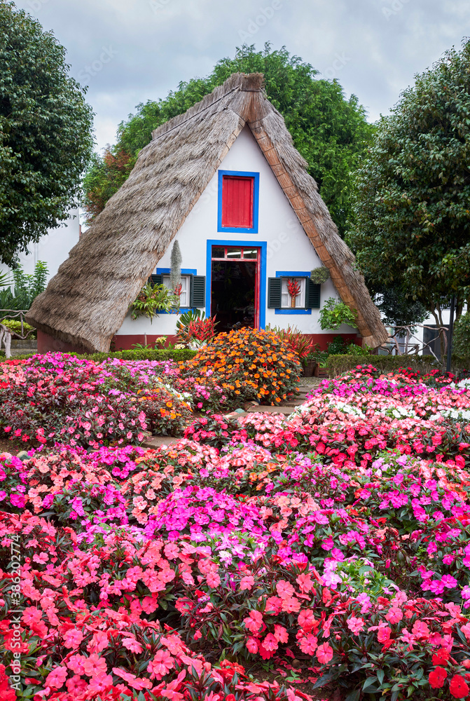 Traditional thatched roof houses in Santana region of Madeira Island, Portugal Traditional thatched roof houses in Santana region of Madeira Island, Portugal