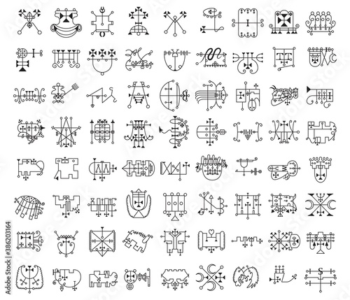 Fotografiet Collection of demon symbols and their sigils