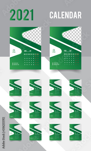 Modern business calendar, desk calendar template design 