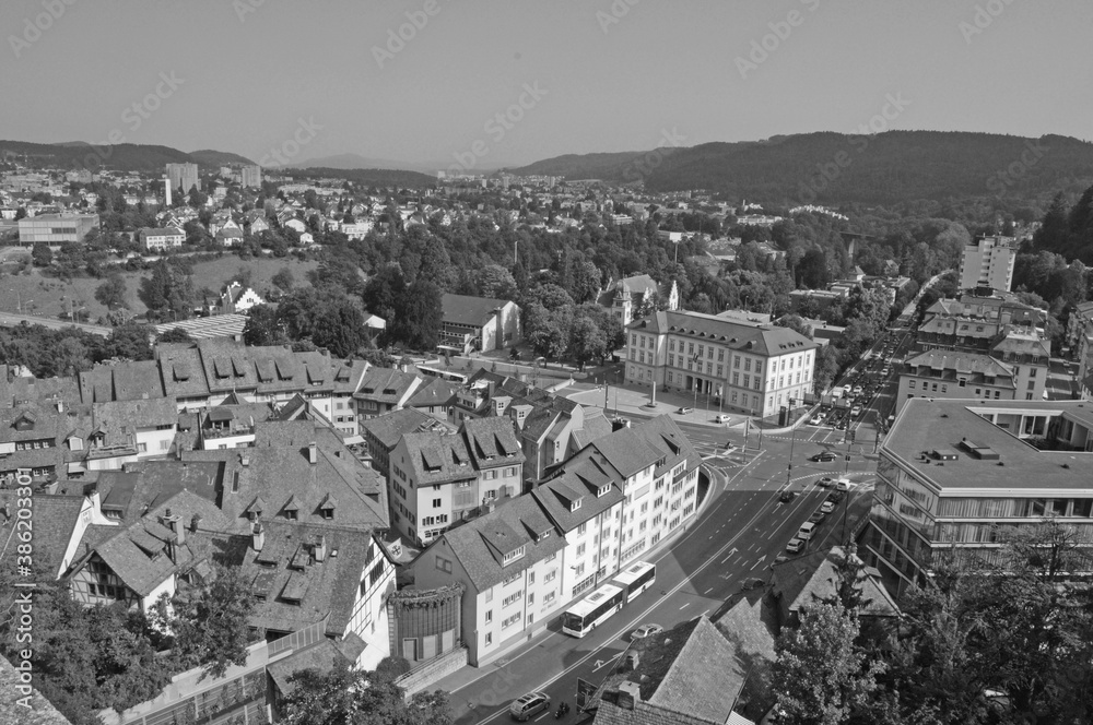 Baden City: The view from the historic Chateau on top of the city in canton Aargau