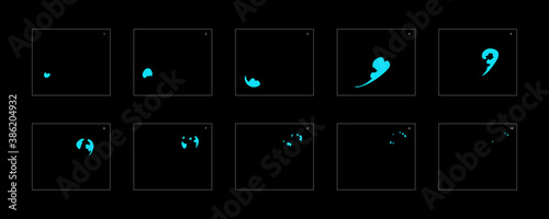 Smoke effect. blue smoke animation sprite sheet. classic smoke effect animation for game or cartoon or animation. vector style animation effect 1926.