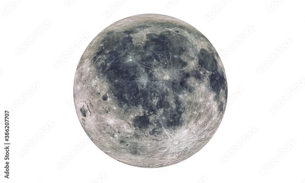 The Moon Isolated in white (Elements of this image furnished by NASA). 3D rendering The Moon Isolated in white (Elements of this image furnished by NASA). 3D rendering