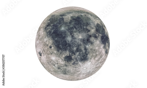 The Moon Isolated in white (Elements of this image furnished by NASA). 3D rendering
