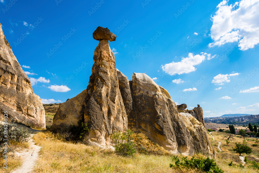 Fairy chimneys view  in Cappadocia of Turkey