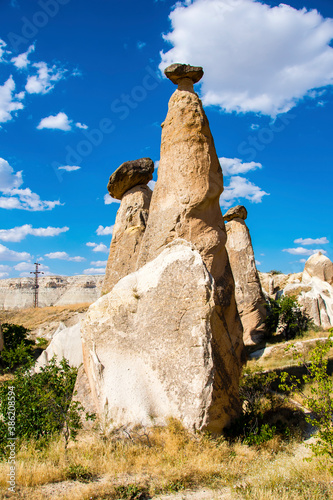 Fairy chimneys view  in Cappadocia of Turkey photo