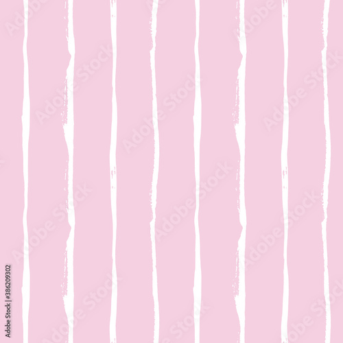 Pink handrawn lines on white background. Seamless pattern of white brush strokes. Art background of stripes