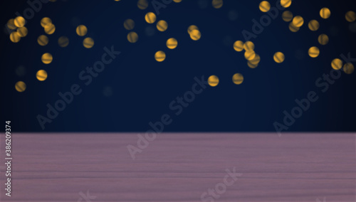 Wooden tabletop background. Dark room with blur light.