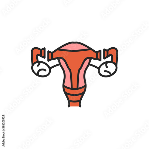 Female sterilization color line icon. Tubal ligation. Permanent contraception and birth control. Pictogram for web page, mobile app.