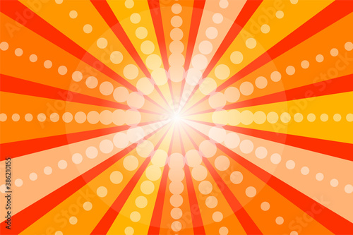 Pop art banner with rays. Explosion poster. Comic pattern with sunburst