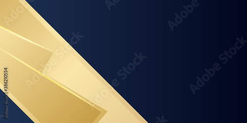 Elegant navy blue background with gold overlap layer 