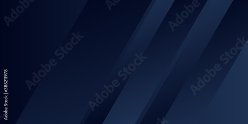 Dark blue abstract presentation background with 3D overlap arrow shape layer