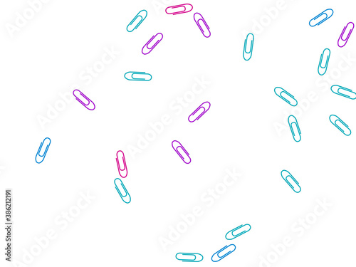 Stationary paperclips isolated on white background