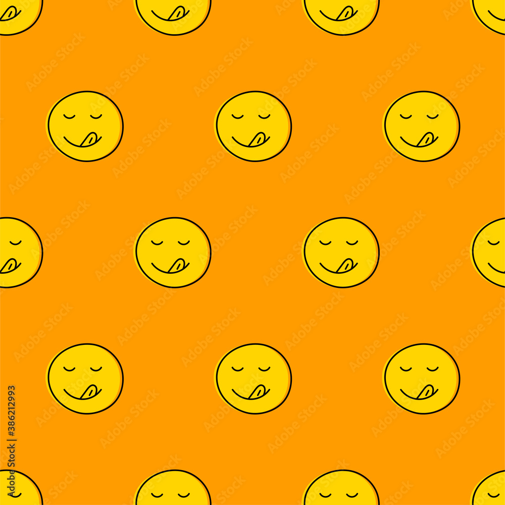 Fototapeta premium Seamless pattern with licking face for cafe, restaurant, bar