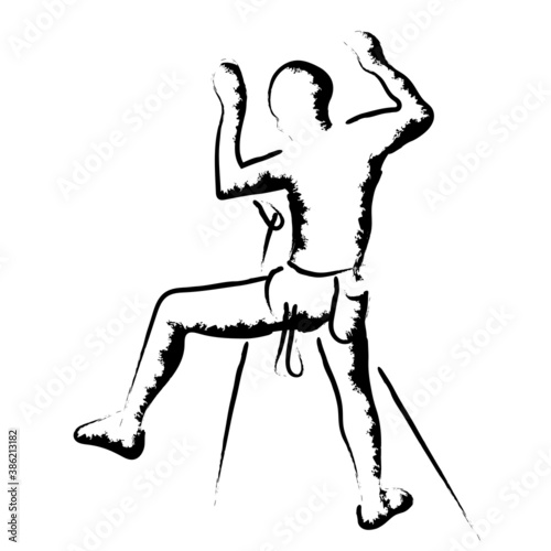 Rock climbing, climber stylized vector illustration
