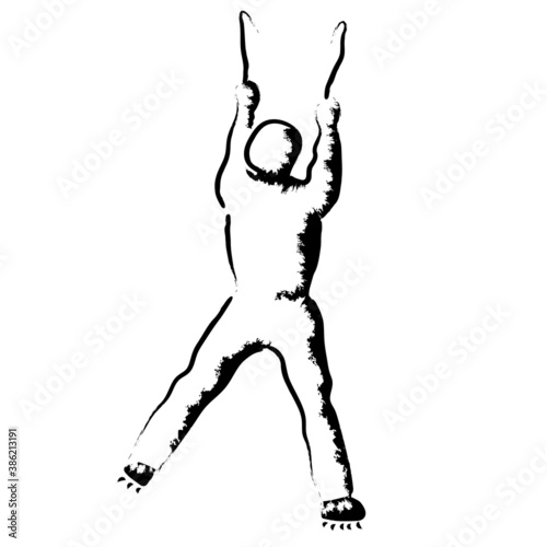 Ice climbing, climber stylized vector illustration