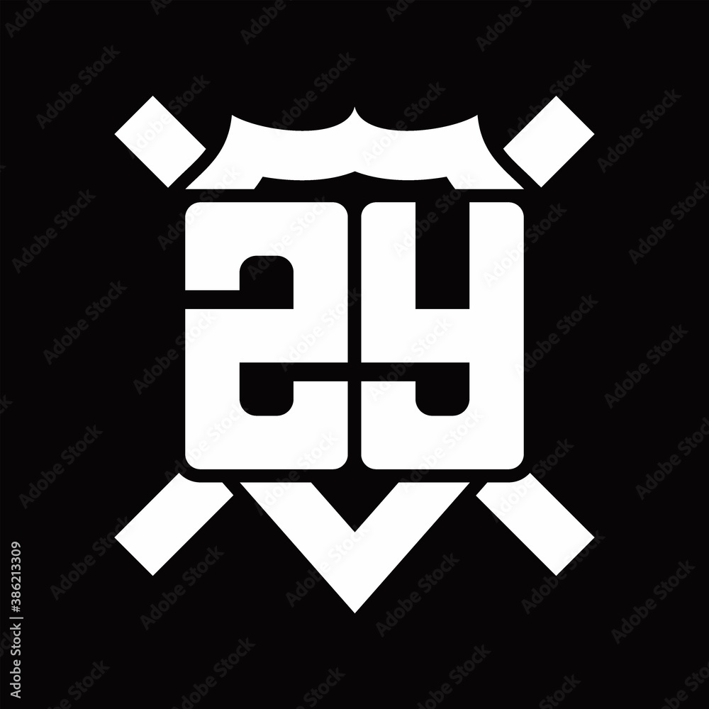 Obraz premium ZY Logo monogram isolated on shield shape with rounded line