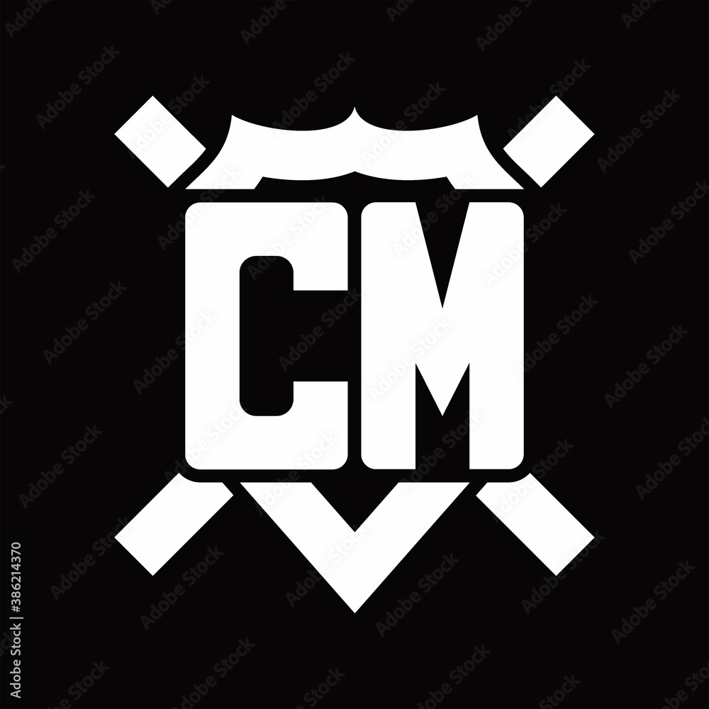 CM Logo monogram isolated on shield shape with rounded line CM Logo monogram isolated on shield shape with rounded line