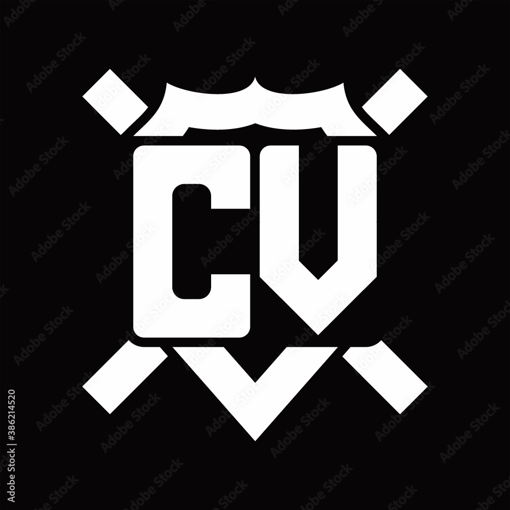CV Logo monogram isolated on shield shape with rounded line CV Logo monogram isolated on shield shape with rounded line
