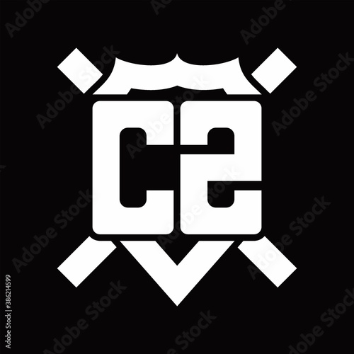Free Download CZ Logo monogram isolated on shield shape with rounded line - GFXLoad