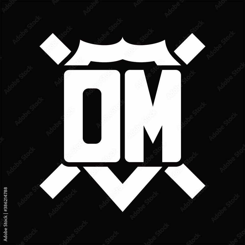 DM Logo monogram isolated on shield shape with rounded line DM Logo monogram isolated on shield shape with rounded line