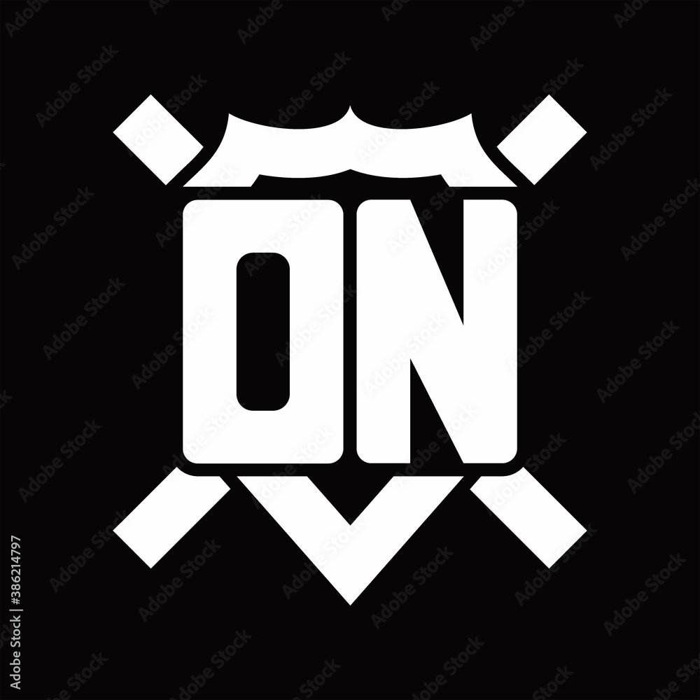 DN Logo monogram isolated on shield shape with rounded line