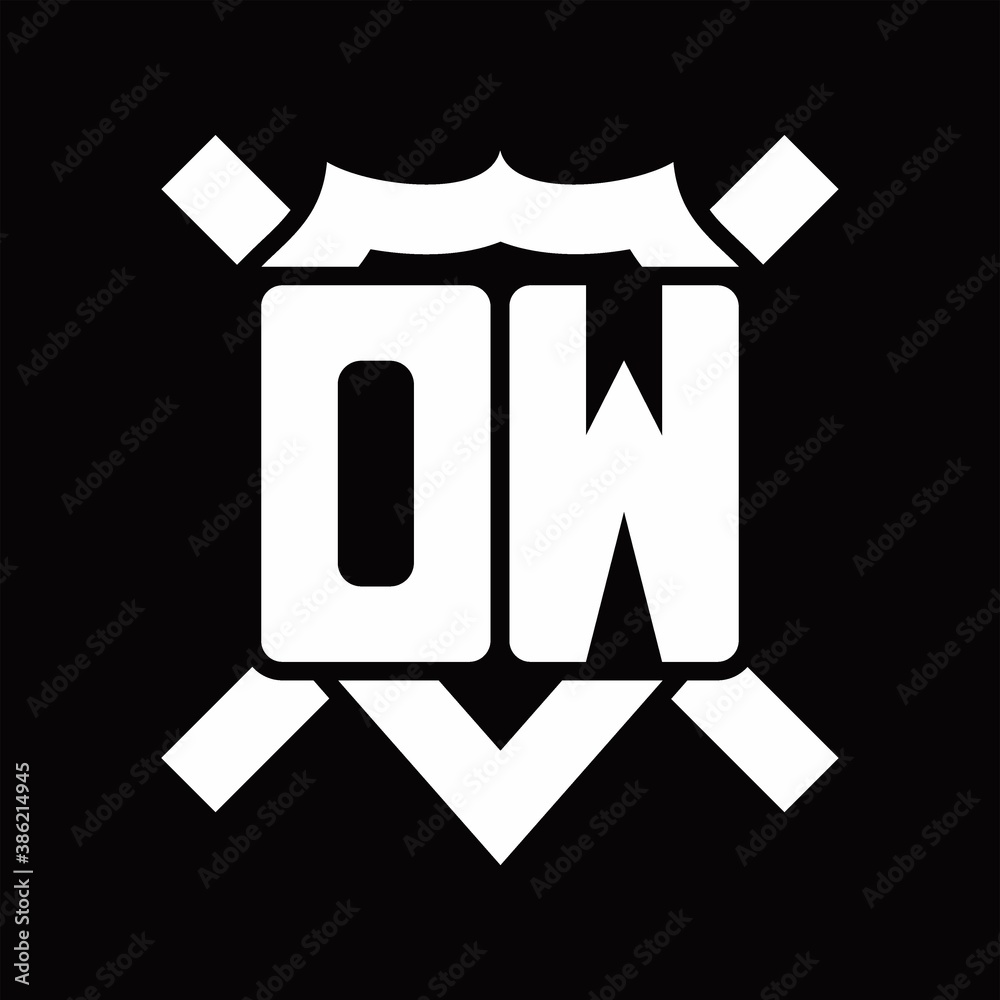 DW Logo monogram isolated on shield shape with rounded line DW Logo monogram isolated on shield shape with rounded line