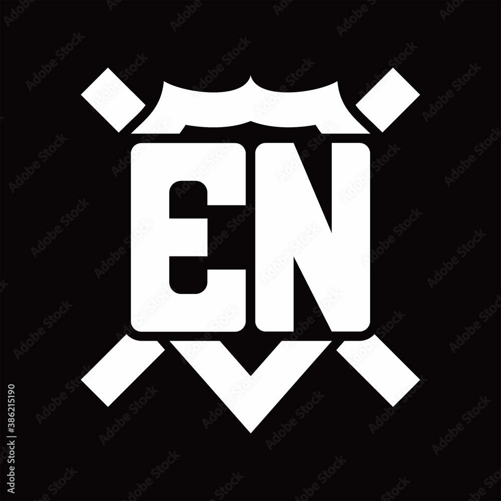 EN Logo monogram isolated on shield shape with rounded line EN Logo monogram isolated on shield shape with rounded line