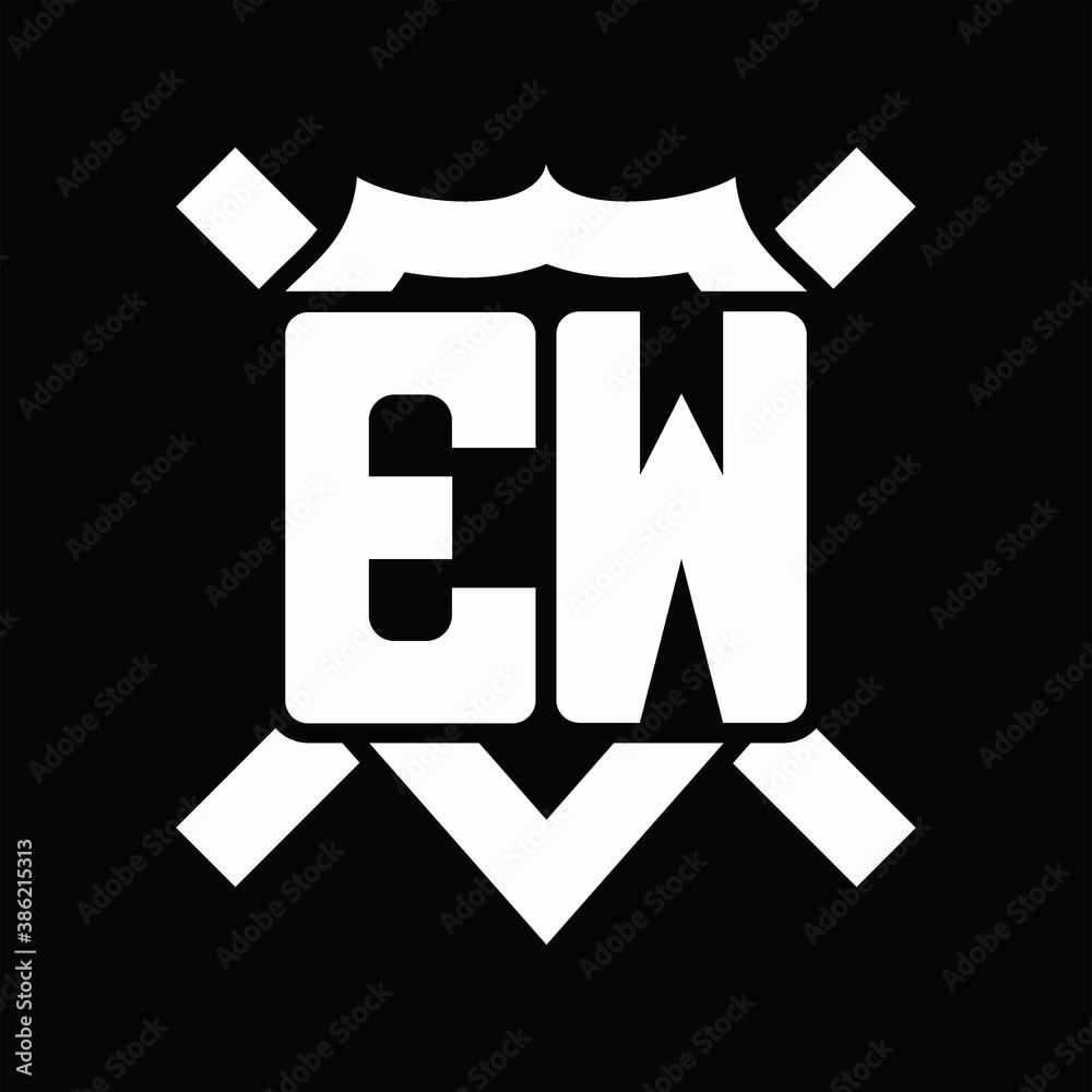 EW Logo monogram isolated on shield shape with rounded line EW Logo monogram isolated on shield shape with rounded line